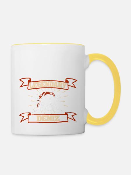 Deniz als Fasching - Tasse zweifarbig - Weiß/Gelb