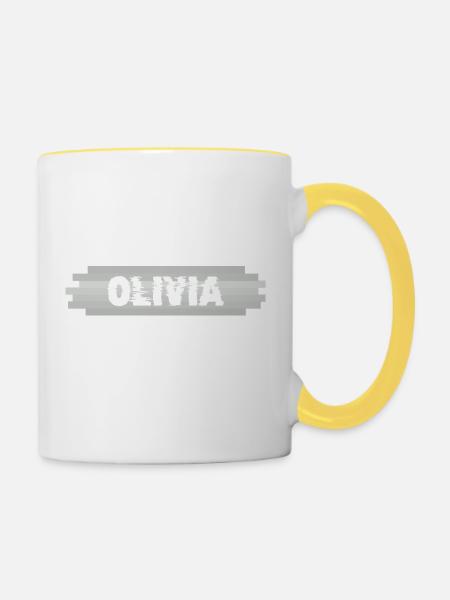 Olivia als Name - Tasse zweifarbig - Weiß/Gelb