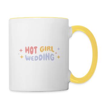 Hot Girl Wedding – Bachelor Party Trend Design - Contrasting Mug - white/yellow - Right