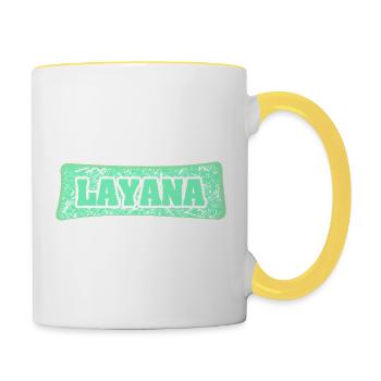 Layana comme nom de naissance - Mug contrasté - blanc/jaune - Droite