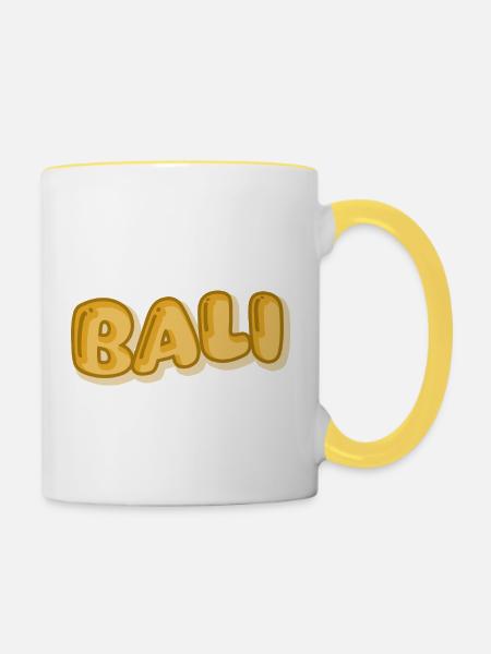 Urlaub Bali - Tasse zweifarbig - Weiß/Gelb