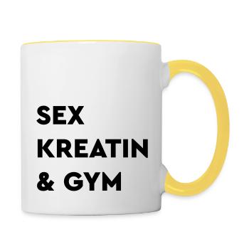 Sex, Drugs & Rock'n'Rol, Gym, Sport Sport Addict, - Tasse zweifarbig - Weiß/Gelb - Rechts