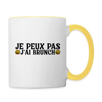 Ich kann nicht brunchen - Tasse zweifarbig - Weiß/Gelb - Rechts