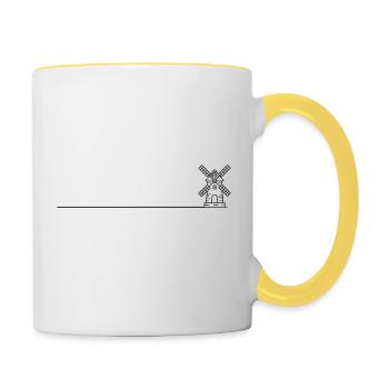 Windmühle Mühle Symbol - Tasse zweifarbig - Weiß/Gelb - Rechts