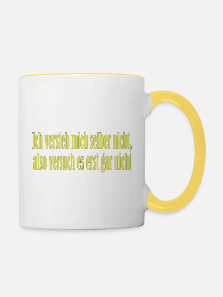 Ich versteh mich nicht - Tasse zweifarbig - Weiß/Gelb