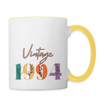 Vintage 1994 florale - Mug contrasté - blanc/jaune - Droite