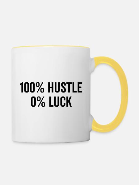 100% Hektik 0% Glück - Tasse zweifarbig - Weiß/Gelb