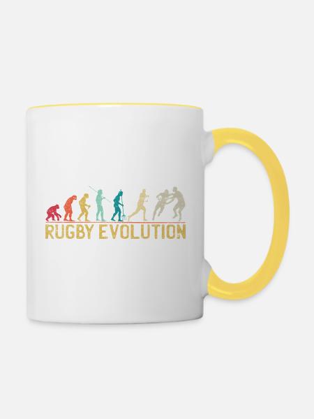 Rugby Evolution Silhouette Design - Tasse zweifarbig - Weiß/Gelb