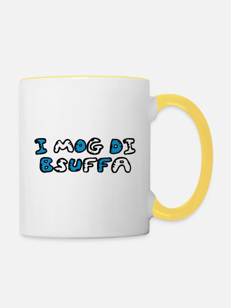 I mog di bsuffa - Tasse zweifarbig - Weiß/Gelb
