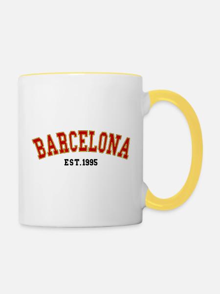 Barcelona_Est_1995 - Tasse zweifarbig - Weiß/Gelb