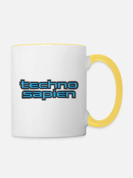 Techno Sapien - Tasse zweifarbig - Weiß/Gelb