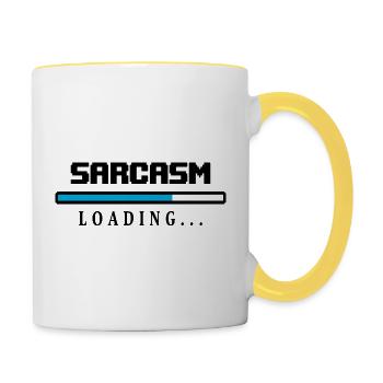 Sarcasm Loading Beam Saying - Contrasting Mug - white/yellow - Right