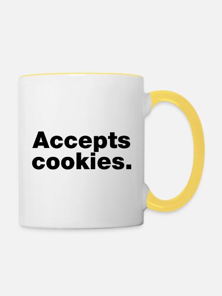 Akzeptiert Cookies - Tasse zweifarbig - Weiß/Gelb