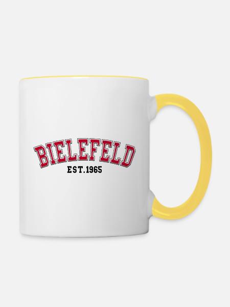 Bielefeld gegründet 1965 - Tasse zweifarbig - Weiß/Gelb