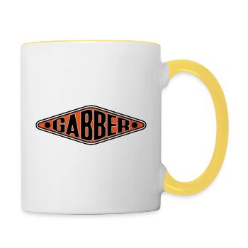 Gabber Shirt - Hardcore Techno Rave Vibes - Contrasting Mug - white/yellow - Right