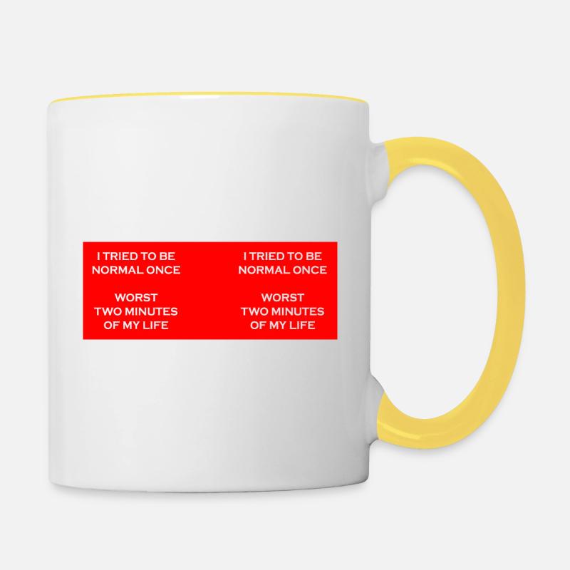 Essai d’être normal une fois - Mug contrasté - blanc/jaune