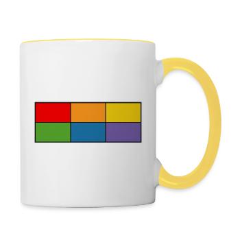 LGBT_Regenbogen_Farbblock grid - Contrasting Mug - white/yellow - Right