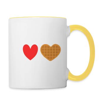 I Love Waffles Heart Waffle Breakfast - Contrasting Mug - white/yellow - Right