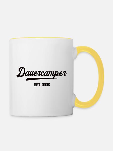 Dauercamper 2026 Camping Camper Dauercamping - Tasse zweifarbig - Weiß/Gelb