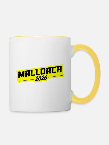 Mallorca 2026 - Tasse zweifarbig - Weiß/Gelb