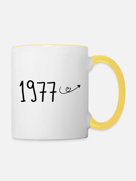 1977 Jubiläum 1977 Retro 1977 - Tasse zweifarbig - Weiß/Gelb
