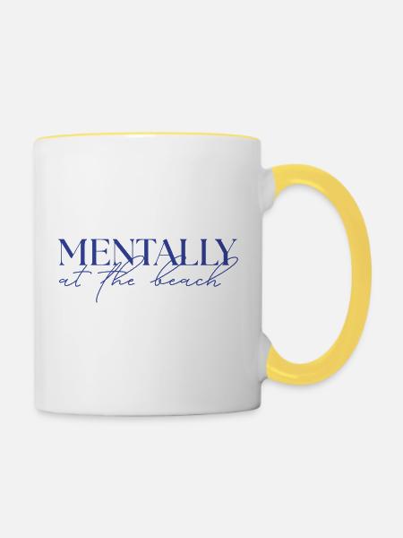 MENTALLY at the beach - Tasse zweifarbig - Weiß/Gelb
