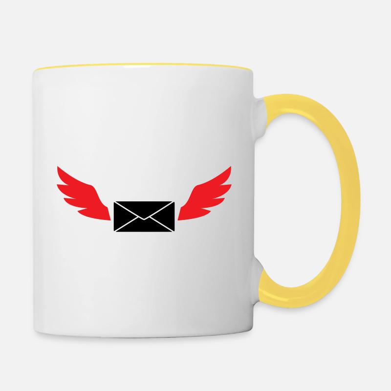 Express Mail Envelope Winged Post - Contrasting Mug - white/yellow