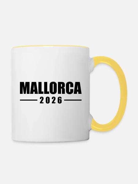 Mallorca 2026 - Tasse zweifarbig - Weiß/Gelb