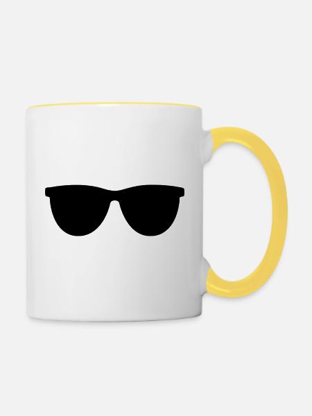 Sonnenbrille - Tasse zweifarbig - Weiß/Gelb