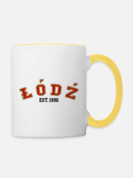 Łódź gegründet 1996 - Tasse zweifarbig - Weiß/Gelb