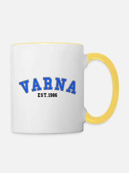 Varna, gegründet 1986 - Tasse zweifarbig - Weiß/Gelb