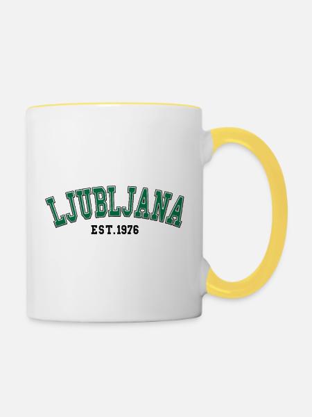 Ljubljana gegründet 1976 - Tasse zweifarbig - Weiß/Gelb