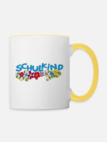 Schulkind - Tasse zweifarbig - Weiß/Gelb