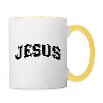 Jesus | Liebe | Glaube | Geschenk - Tasse zweifarbig - Weiß/Gelb - Rechts
