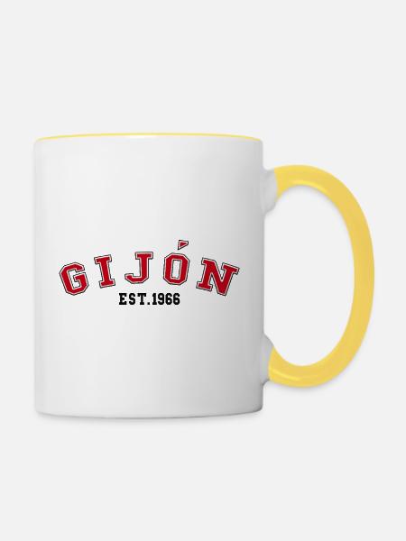 Gijón gegründet 1966 - Tasse zweifarbig - Weiß/Gelb