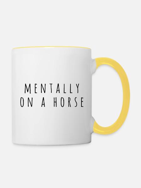 Reiter Spruch - Tasse zweifarbig - Weiß/Gelb