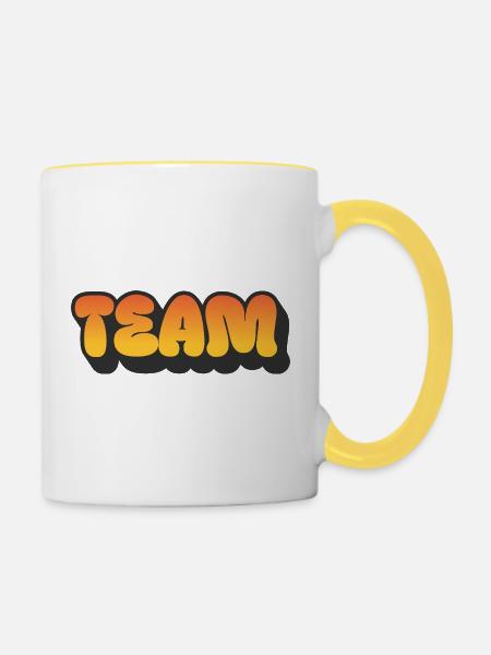 Team - Tasse zweifarbig - Weiß/Gelb