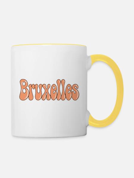 Brüsseler Pastell-Orange-Satinblasen - Tasse zweifarbig - Weiß/Gelb