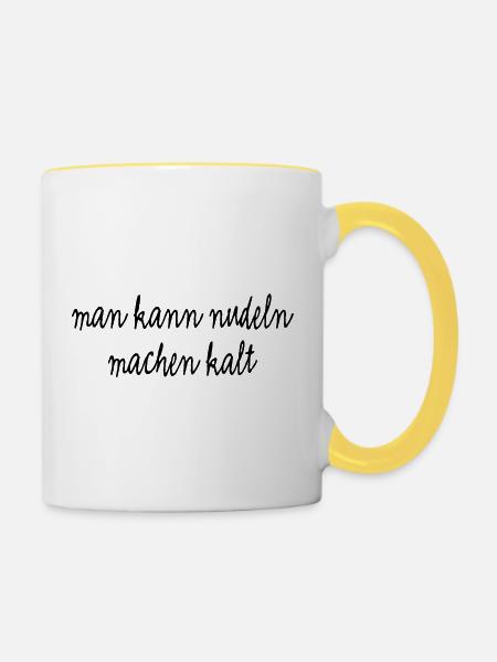 Man kann Nudeln machen kalt - Tasse zweifarbig - Weiß/Gelb