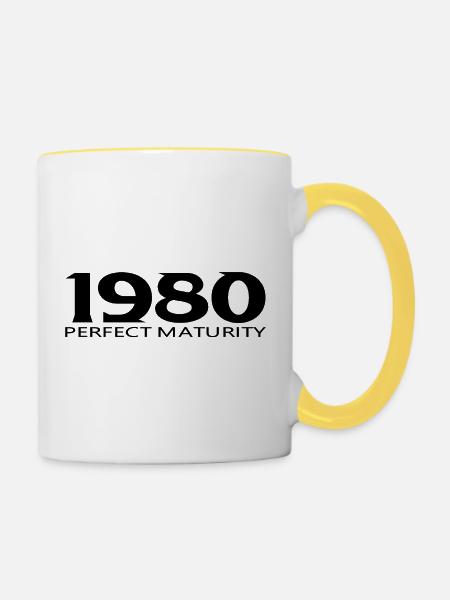 1980 - Tasse zweifarbig - Weiß/Gelb