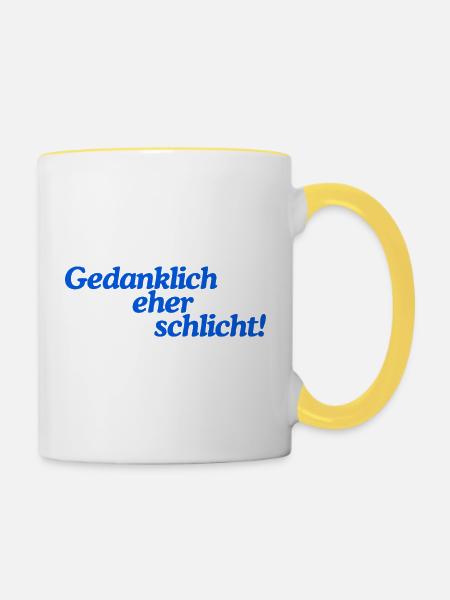 Gedanklich eher schlicht! - Tasse zweifarbig - Weiß/Gelb