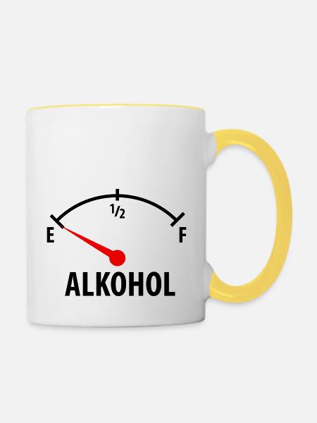 Alkohol Tacho - nüchtern - Tasse zweifarbig - Weiß/Gelb