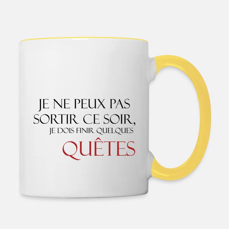 Jeu de rôle - Gaming - Geek - Mug contrasté - blanc/jaune