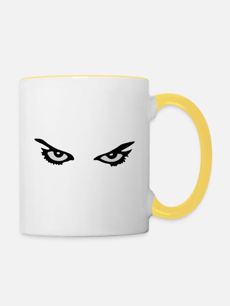Böser Blick 2 - Tasse zweifarbig - Weiß/Gelb