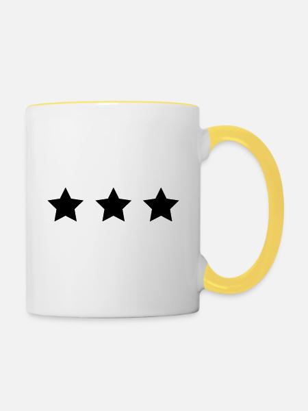 drei STERNE - Tasse zweifarbig - Weiß/Gelb
