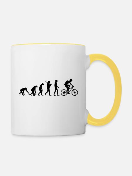 FAHRRAD EVOLUTION - Tasse zweifarbig - Weiß/Gelb