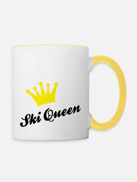 Ski - Tasse zweifarbig - Weiß/Gelb