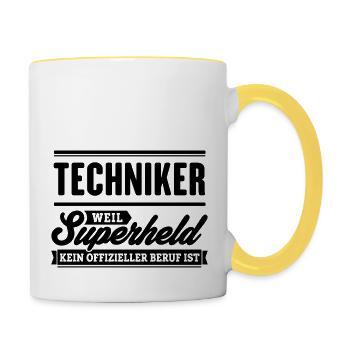 Superheld Techniker - Tasse zweifarbig - Weiß/Gelb - Rechts