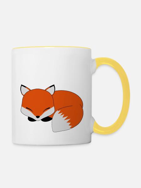 Schlafender Fuchs - Tasse zweifarbig - Weiß/Gelb