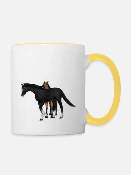 Pferd - Tasse zweifarbig - Weiß/Gelb